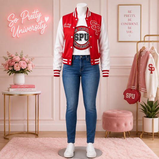 Red SPU Varsity Jacket
