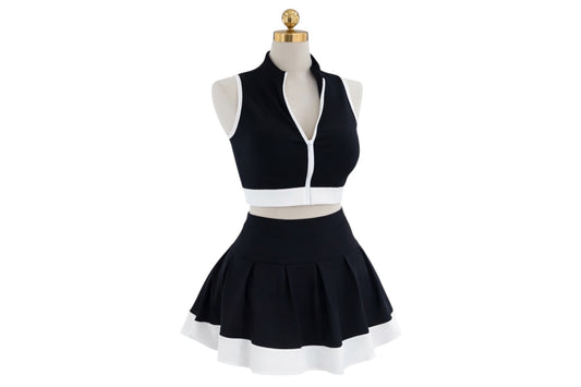 Black SPU skirt set